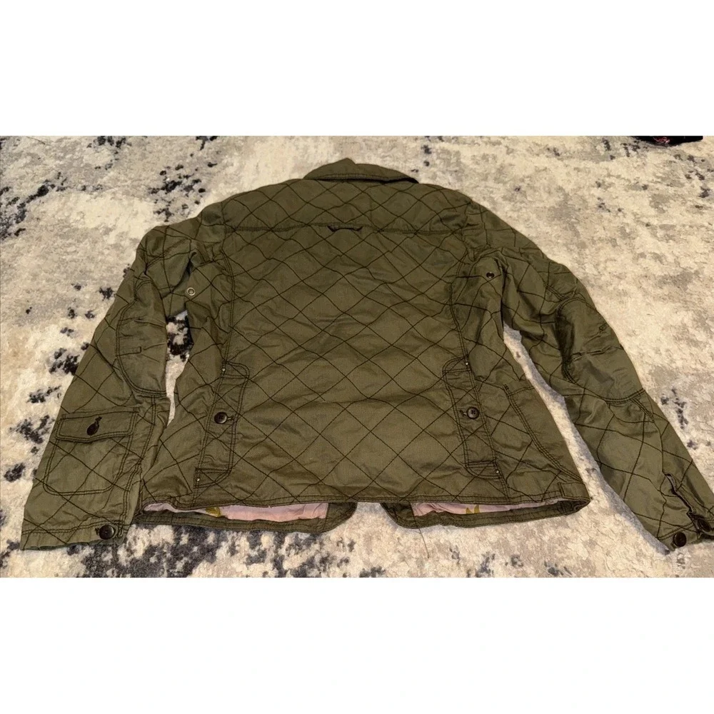 Eddie Bauer Womens Green Button Front Fishing Jacket Quilted Green Sz Medium
